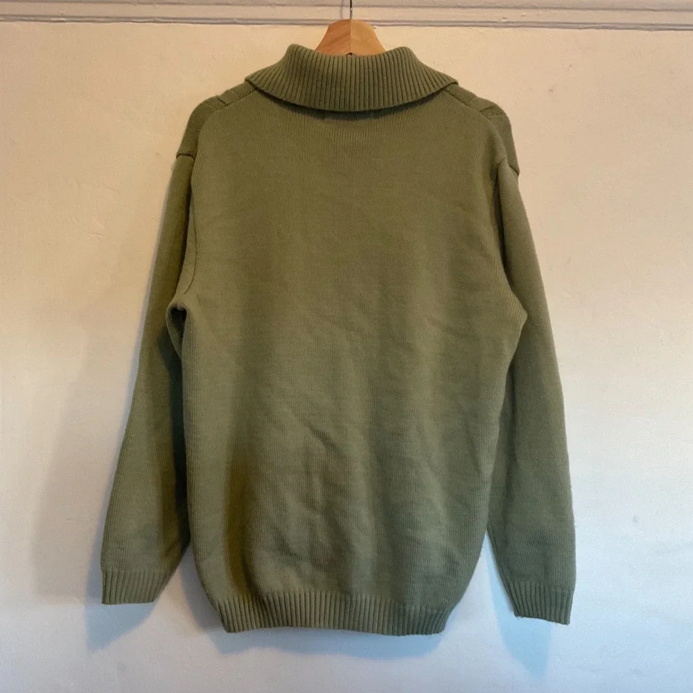 Fiorella Vtg Cardigan Sweater Chunky Cable Knit Pockets Academia Relax Green XL - Picture 5 of 7